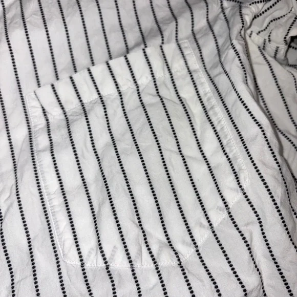FRANK & EILEEN Joely Button Up Shirt Womens S White Black Stripe Cotton Italy - Picture 3 of 11